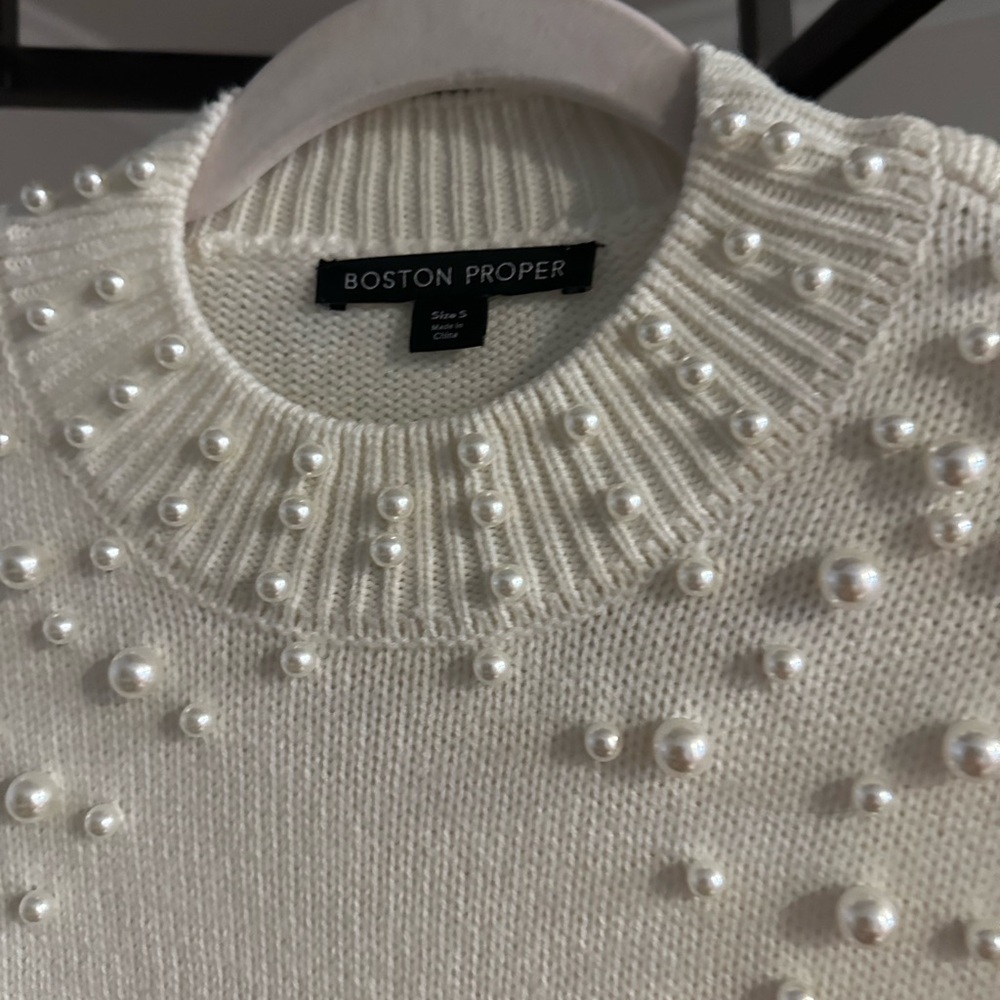 Knit holiday dress with pearls